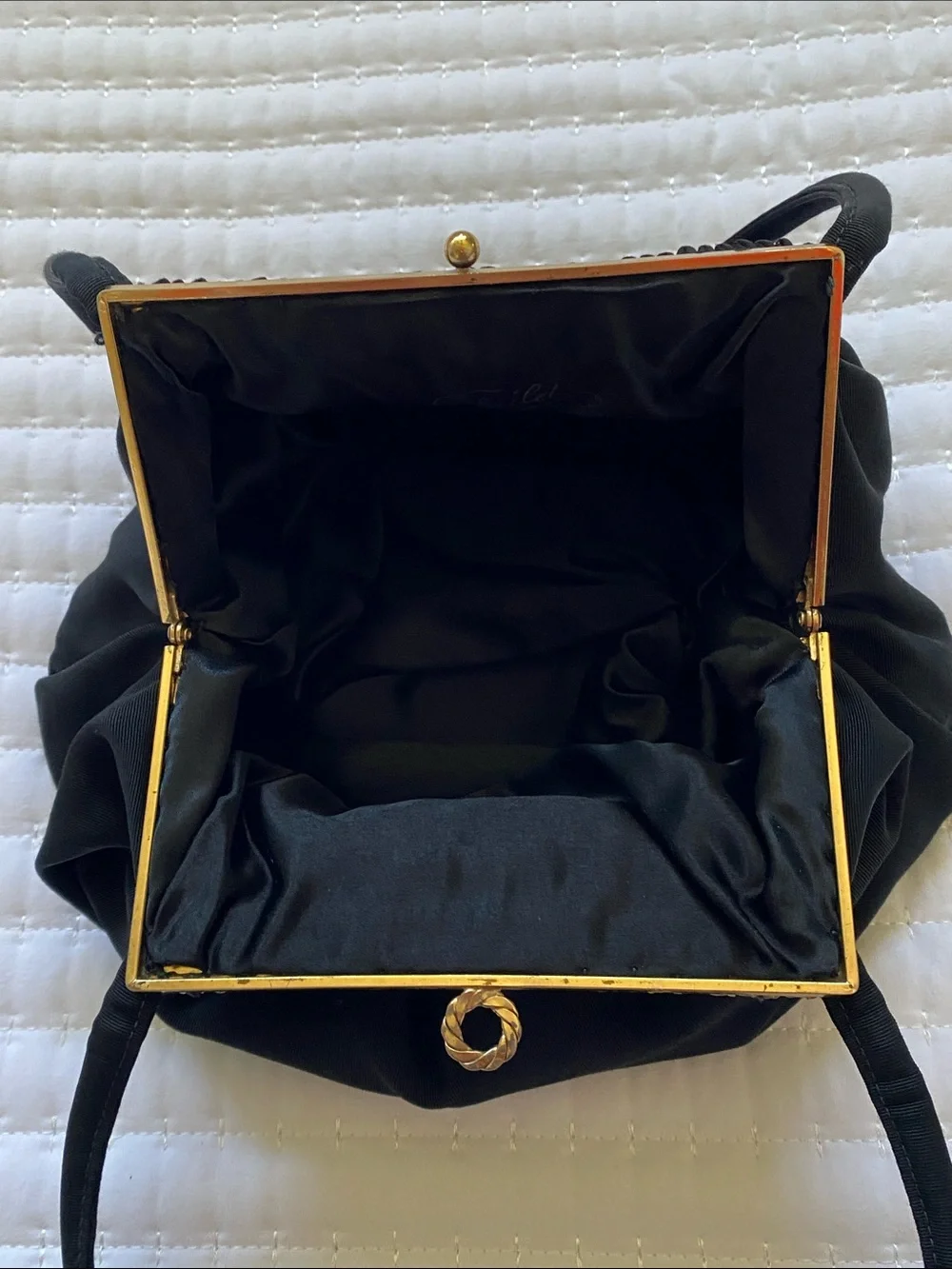 Vintage Elegant Black Evening Handbag with Jeweled Frame Guild Creations